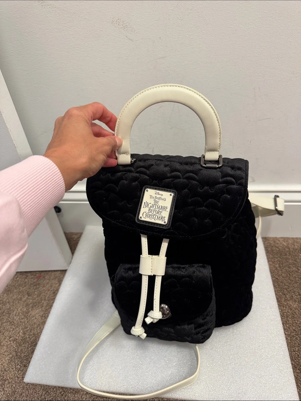 Loungefly Disney nightmare before Christmas velvet backpack